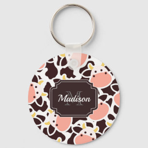 Cute Koe Pattern Sleutelhanger
