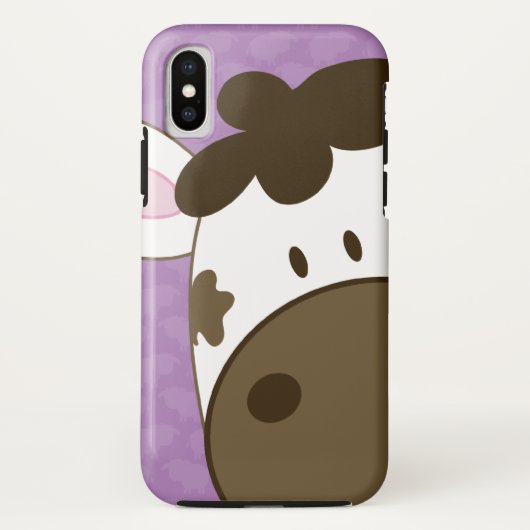 Cute Koe Phone Case Paars en Brown (Achterkant)