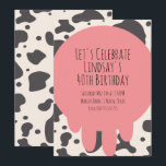 Cute Koe Print Adult Party 40th Birthday Feestdagenkaart<br><div class="desc">Birthday Uitnodigingen met Cowprint en udders voor een volwassen verjaardagsfeestje</div>
