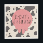Cute Koe Print Adult Party 40th Birthday Servet<br><div class="desc">Birthday Napkins met Cowprint en uders voor een volwassen verjaardagsfeestje</div>