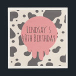 Cute Koe Print Adult Party 40th Birthday Servet<br><div class="desc">Birthday Napkins met Cowprint en uders voor een volwassen verjaardagsfeestje</div>