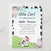 Cute Koe Print Floral Boerderij Baby shower Kaart (Voorkant)