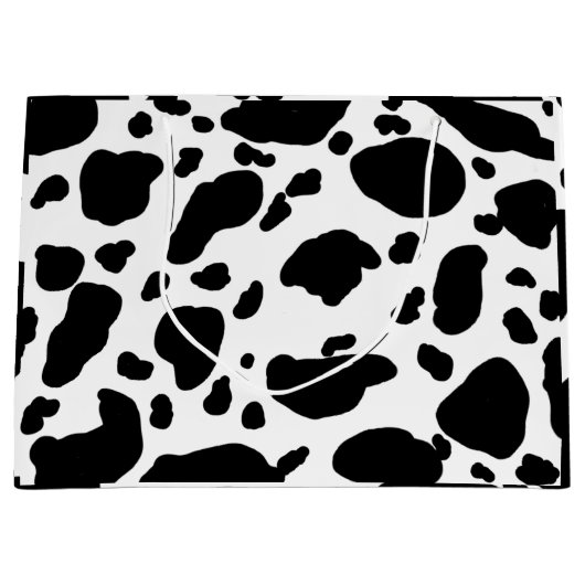 Cute Koe Print Pattern Black and White Groot Cadeauzakje (Voorkant)