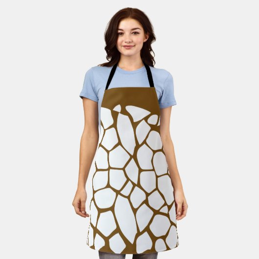 Cute Koe Print Waterverf Brown Apron Schort (Gedragen)
