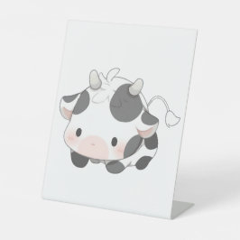 Cute Koe Reclamebord Met Voetstuk