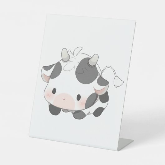 Cute Koe Reclamebord Met Voetstuk (Voorkant)