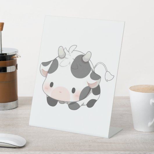 Cute Koe Reclamebord Met Voetstuk (Insitu)