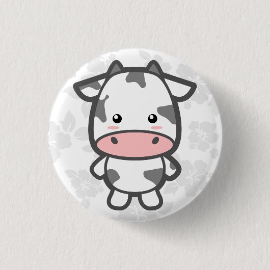 Cute Koe Ronde Button 3,2 Cm (Voorkant)