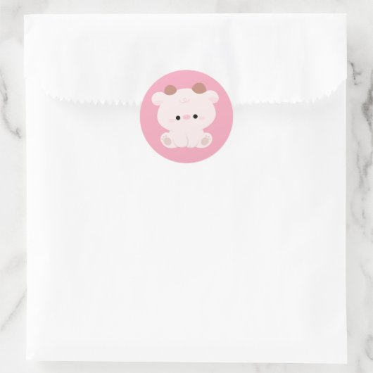 Cute Koe Ronde Sticker (Tas)
