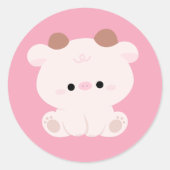 Cute Koe Ronde Sticker (Voorkant)