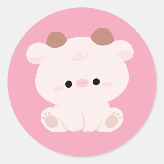 Cute Koe Ronde Sticker (Voorkant)