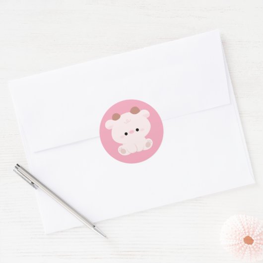 Cute Koe Ronde Sticker (Envelop)