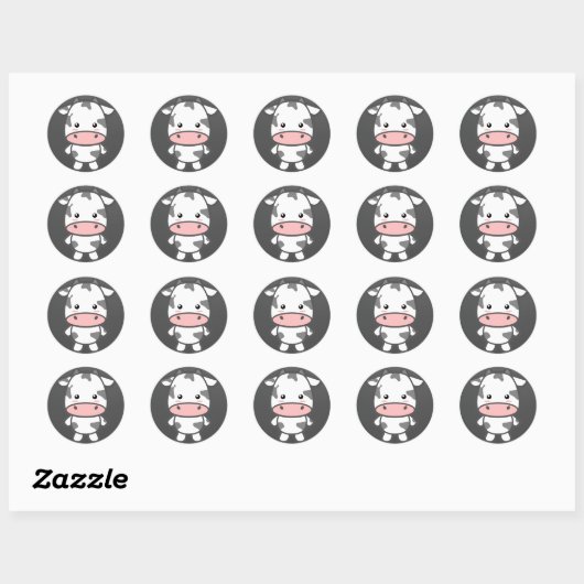 Cute Koe Ronde Sticker (Vel)