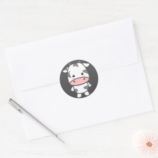 Cute Koe Ronde Sticker (Envelop)
