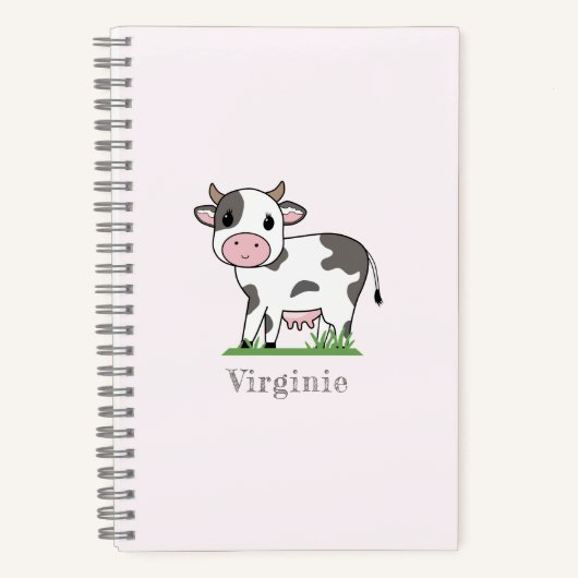Cute Koe Roze Notitieboek (Voorkant)
