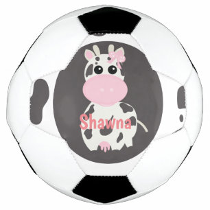 Cute Koe roze Pattern Monogram Name Voetbal