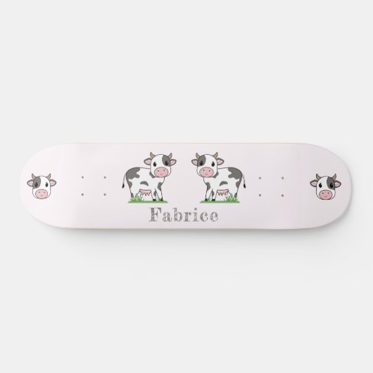 Cute Koe Roze Skateboard (Horizontaal)