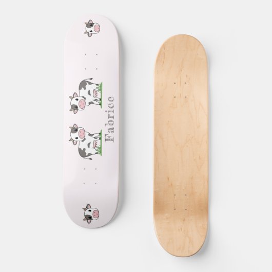 Cute Koe Roze Skateboard (Voorkant)