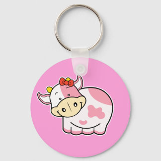 Cute Koe Roze Sleutelhanger