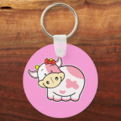 Cute Koe Roze Sleutelhanger (Voorkant)