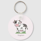 Cute Koe Roze Sleutelhanger (Voorkant)