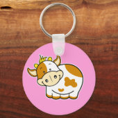 Cute Koe Roze Sleutelhanger (Voorkant)