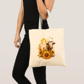 Cute Koe Sunflower Lover Drawing Art Tote Bag (Voorkant (product))