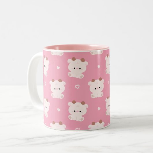 Cute Koe Tweekleurige Koffiemok (Voorkant links)