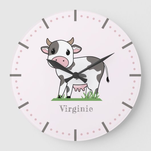 Cute Koe Wall Clock Grote Klok (Voorkant)
