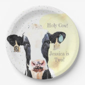 Cute Koe Wilde Dierengeel 2e verjaardag Papieren Bordje (Voorkant)