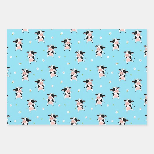 Cute Koe Wrapping Paper Set van 3 (Voorkant)