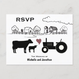 Cute Koeien en Tractor Country Boerderij Wedding R Briefkaart