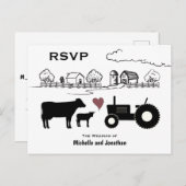Cute Koeien en Tractor Country Boerderij Wedding R Briefkaart (Voorkant / Achterkant)