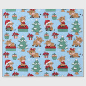 Cute Koeien Kerstmis Feestdagen Winter Modern Patt Cadeaupapier (Vlak)