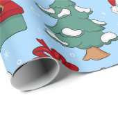 Cute Koeien Kerstmis Feestdagen Winter Modern Patt Cadeaupapier (Rol Hoek)