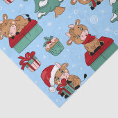 Cute Koeien Kerstmis Feestdagen Winter Modern Patt Tissuepapier (Detail)