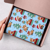 Cute Koeien Kerstmis Feestdagen Winter Modern Patt Tissuepapier