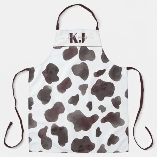 Cute Koeienhuid Pattern | Monogram Apron Schort (Voorkant)
