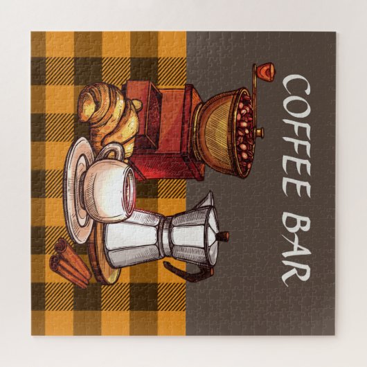 Cute koffiebar decor puzzel legpuzzel (Horizontaal)