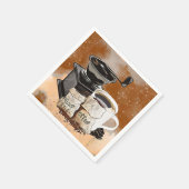 Cute koffiebar grinder mok bonen servet (Hoek)