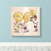 Cute koffiewinkel décor canvas afdruk (Insitu (Houten vloer))