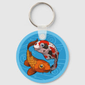 Cute Koi Carp Friends Swimming Yin Yang Cartoon Sleutelhanger (Voorkant)