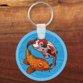 Cute Koi Carp Friends Swimming Yin Yang Cartoon Sleutelhanger (Achterkant)