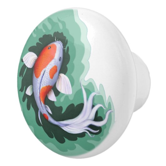 Cute Koi Fish Art Keramische Knop (Rechts)