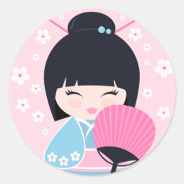 Cute Kokeshi Doll Ronde Sticker