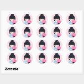 Cute Kokeshi Doll Ronde Sticker (Vel)