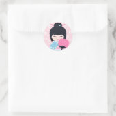 Cute Kokeshi Doll Ronde Sticker (Tas)