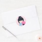 Cute Kokeshi Doll Ronde Sticker (Envelop)