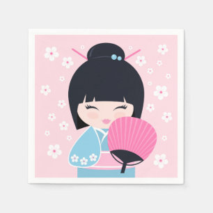 Cute Kokeshi Doll Servet