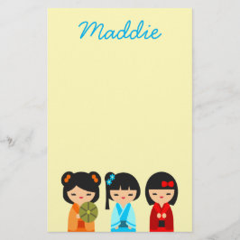 Cute Kokeshi Japanse poppen Briefpapier
